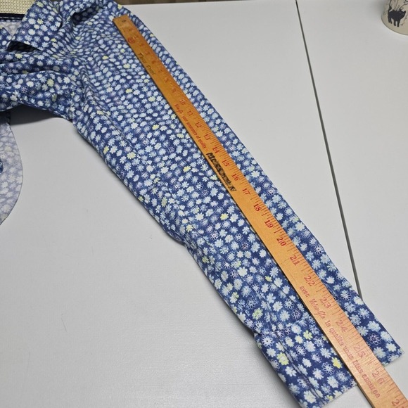 John Lennon Shirt Mens XL Blue Button Up Long Sleeve Flip Cuff Flowers - Picture 11 of 13